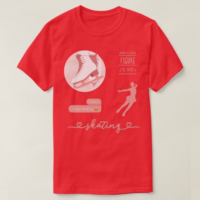Persika  Rosa Vattenfärg Ice Skater Figur Skat T Shirt (Design framsida)