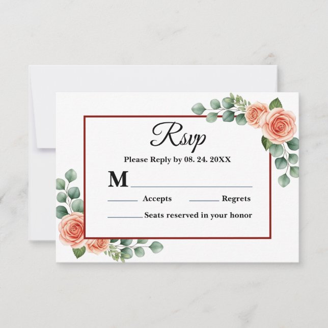 Persika Rosé Burgundy Bröllop RSVP-kort OSA Kort (Framsida)