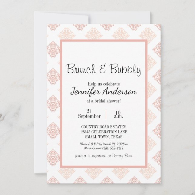 Persika Rosenskär Damask Bröllopsbrunch (Framsida)