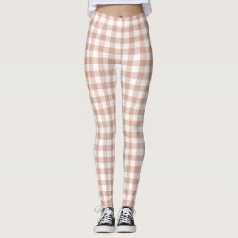Persika-rutig Gingham Retro-färg Leggings