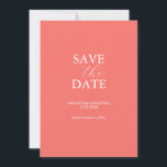 Persika Save The Date-inbjudan Spara Datumet<br><div class="desc">Meddela om din förlovning med detta minimalistiska "spara datum"-kort. Det har en mix av klassisk och script-typsnitt i vitt över en enfärgad persikofärgad bakgrund. Använd mallfälten för att anpassa med ditt namn och bröllopsdatum. Du kan även anpassa färgerna för att passa ditt önskade bröllopstema. Välj mellan en mängd olika kvalitetskortpapper....</div>