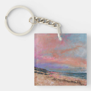 Persika Sjölandskap Fin Art Beach-färg