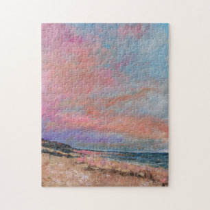 Persika Sjölandskap Fin Art Beach-färg Pussel