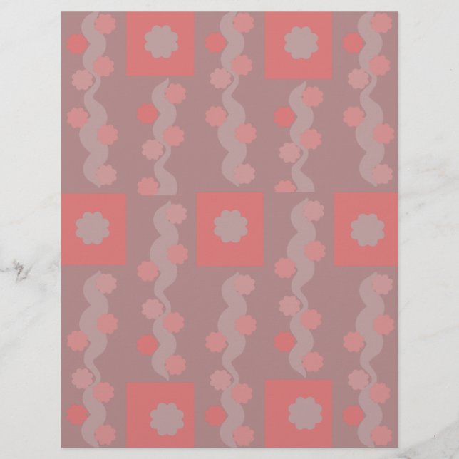 Persika Slingrande Blomma Scrapbookpapper (Framsida)