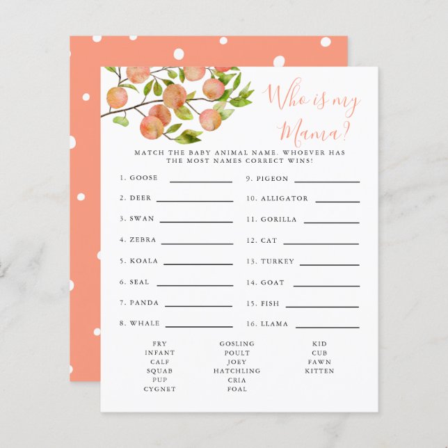 Persika som är min Mamma för babyvisare (Fram/baksida)