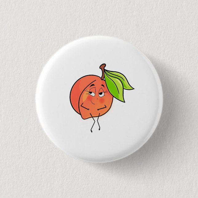 Persika, söta kinder, frukt tema knapp (Framsida)