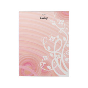 Persika Spiral, Filigree Blommigt Art-Anpassningsb Anteckningsblock