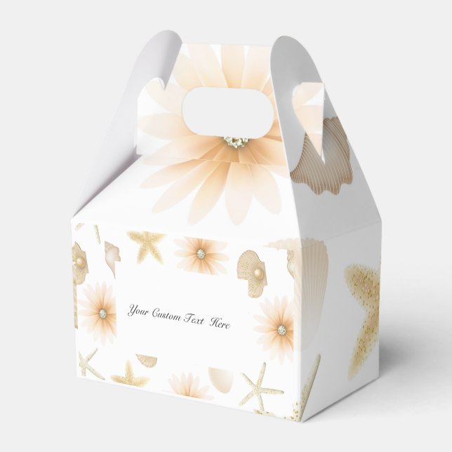 Persika Strand Snigelskal & Blommor Modern Bröllop Presentaskar (Framsidan Sidan)
