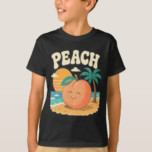 Persika strand sommar retro söt frukt solnedgång d t shirt