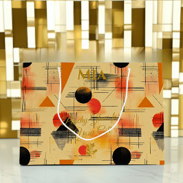 Persika & Svart Geometrisk Modern Presentpåse