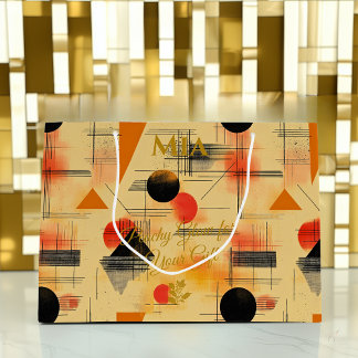 Persika & Svart Geometrisk Modern Presentpåse