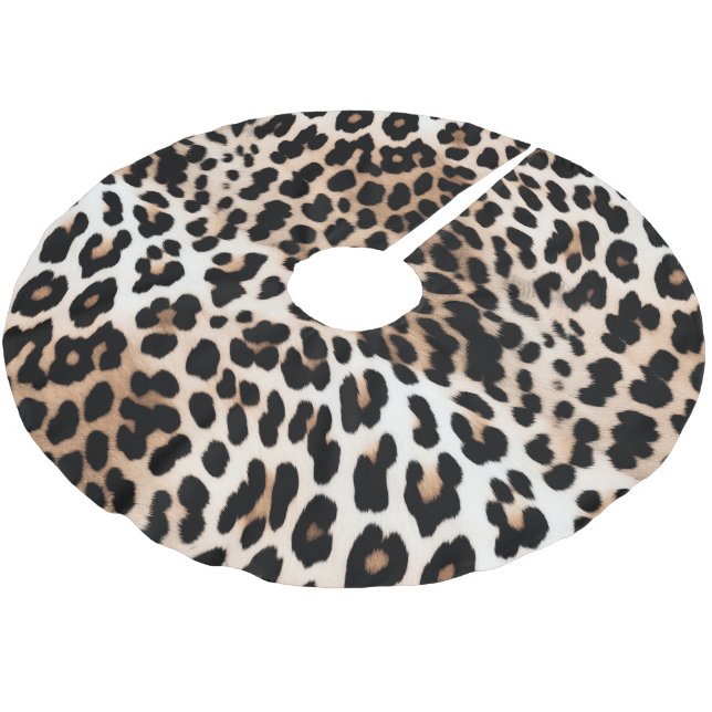 Persika Svart Kräm Leopard Jul Julgransmatta Borstad Polyester (Vinklad)
