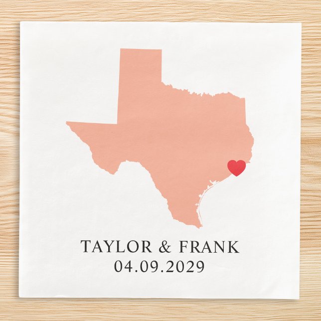 Persika Texas Bröllop Pappersservett (Peach Texas Wedding Paper Dinner Napkins)