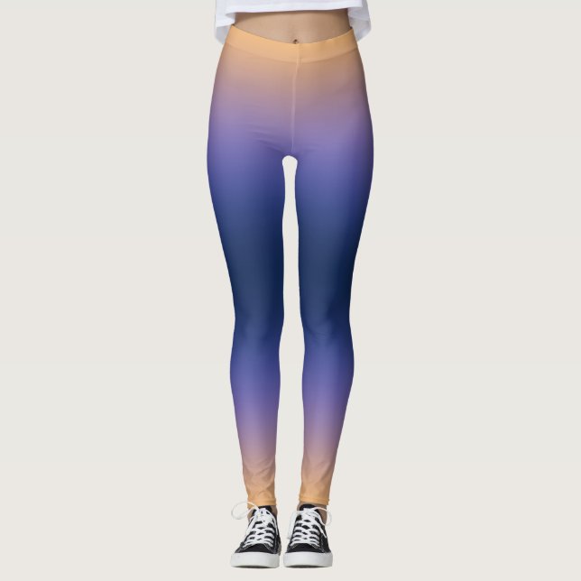 Persika till Indigo Gradient Elegant Ombre Atletis Leggings (Framsida)