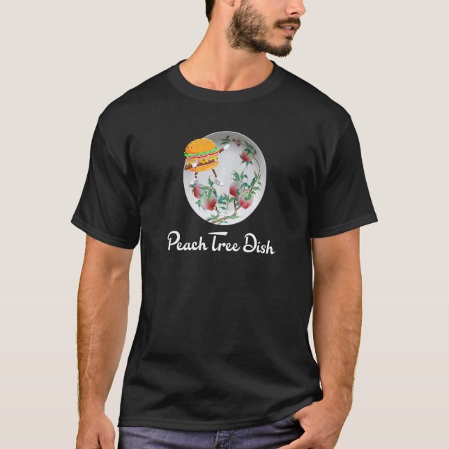 Persika Träd Dish with Cheeseburger T Shirt (Framsida)