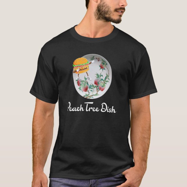 Persika Träd Dish with Cheeseburger T Shirt (Framsida)