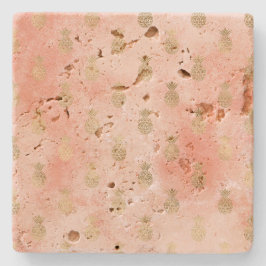 Persika  tropiska ananas Guld Stenunderlägg