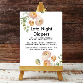 Persika tulpanblommor Sent Natt Diaper Sign Poster