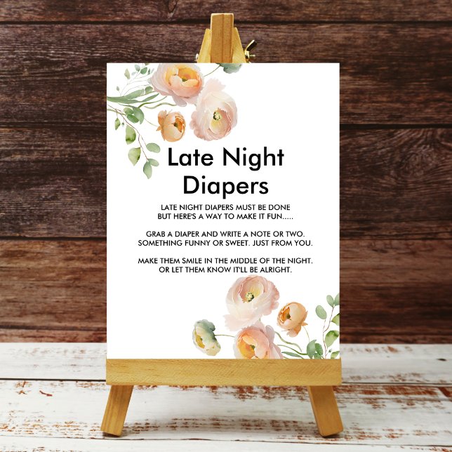 Persika tulpanblommor Sent Natt Diaper Sign Poster (Skapare uppladdad)