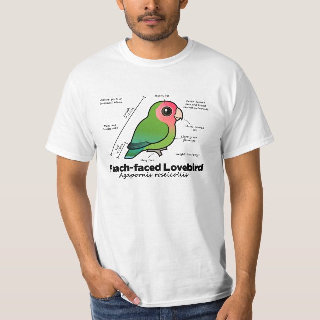 Persika-vänd mot Lovebirdstatistik Tee Shirt (Framsida)