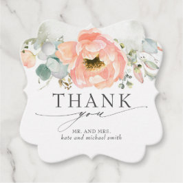 Persika vattenfärg Flower Bröllop Tack Gåvor Etiketter