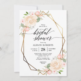 Persika vattenfärgens geometriska möhippa ram inbjudningar