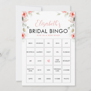 Persika Vildblommor Bingo Bröllopsdusch Spelkort Inbjudningar