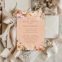 Persika Vintage Blommig Höst Baby Shower Inbjudningar