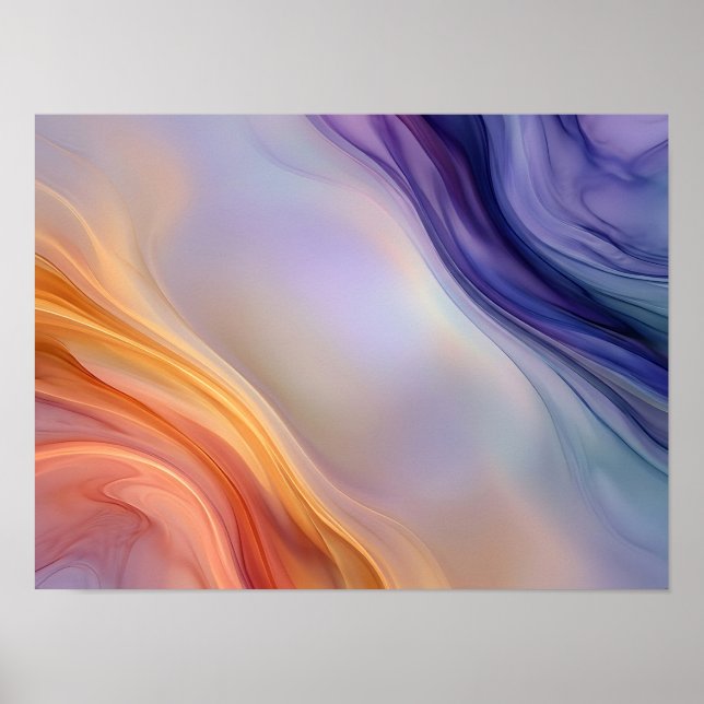 Persika Violetta Motsatta Strömmar Abstrakt Affisc Poster (Framsidan)