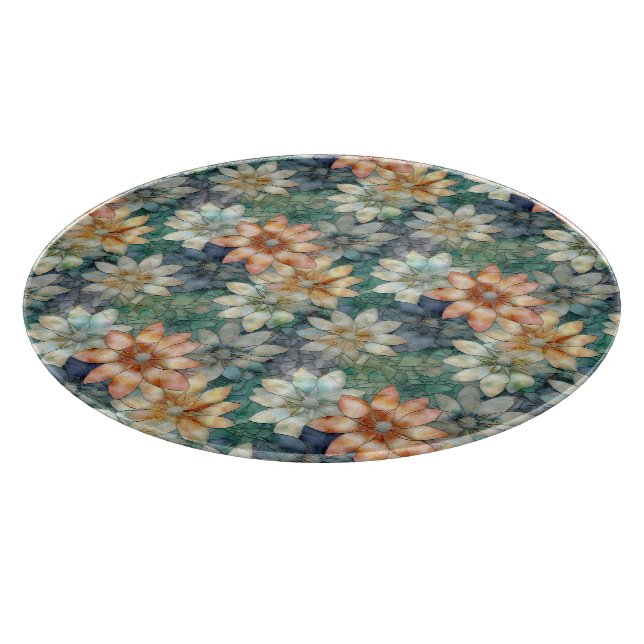 Persika Vit Blå Grön Blommig (Hörn)