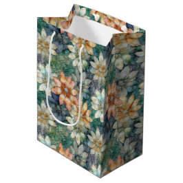 Persika Vit Blå Grön Blommig