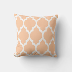 Persika Vit Marockansk Quatrefoil Mönster #4 Kudde
