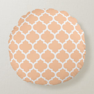 Persika Vit Marockansk Quatrefoil Mönster #5 Rund Kudde