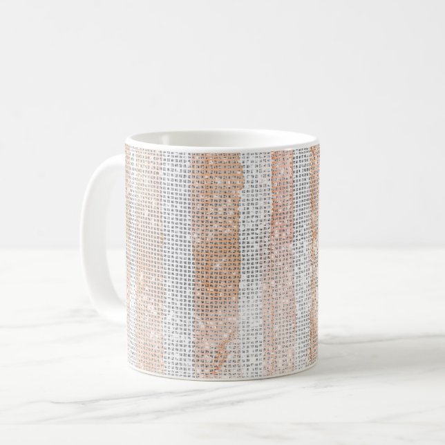 Persika Vita Ränder Glänsande Kaffemugg (Framsida vänster)