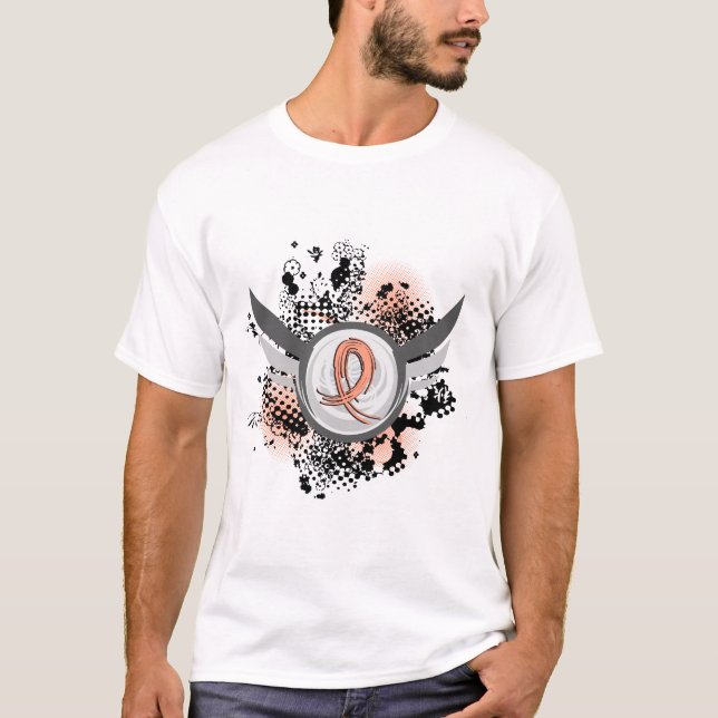 Persikaband och Endometrial cancer för vingar T-shirt (Framsida)