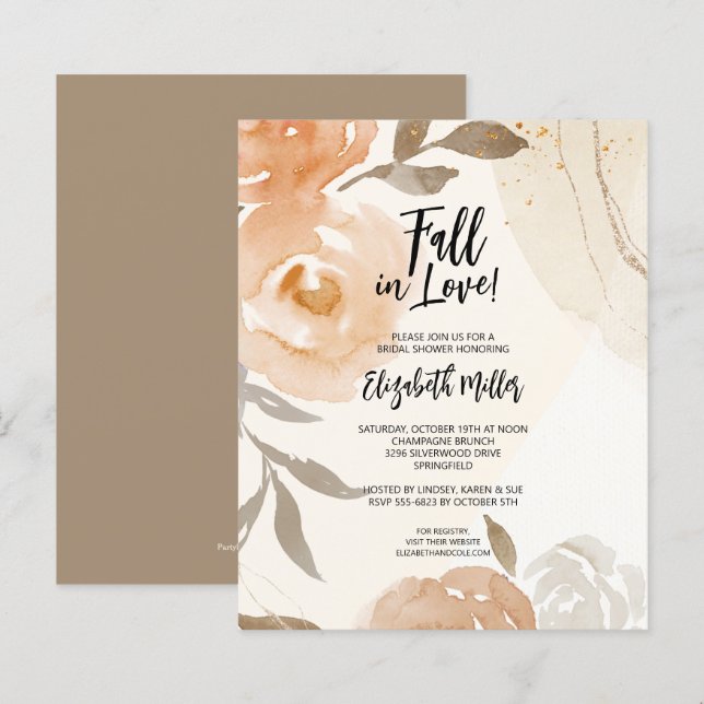 Persikablom Bröllopsfest Budget Inbjudningar (Fram/baksida)