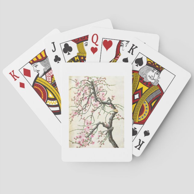 Persikablommar (färg på papper) casinokort (Baksidan)