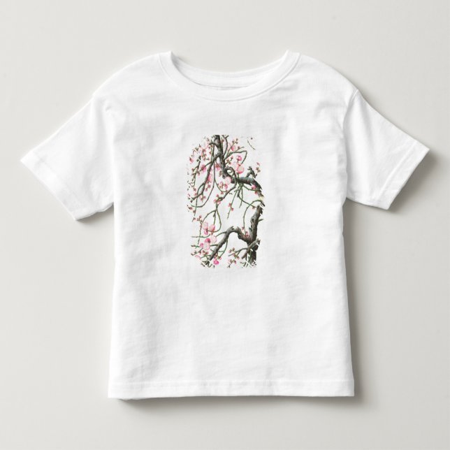 Persikablommar (färg på papper) t shirt (Framsida)