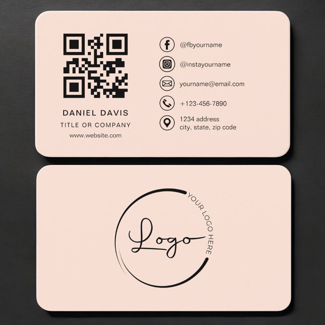 Persikakorallogo QR-kod Professionell Visitkort (Skapare uppladdad)