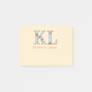 persikamonogram namn bokstav vintage fet pastell r post-it block