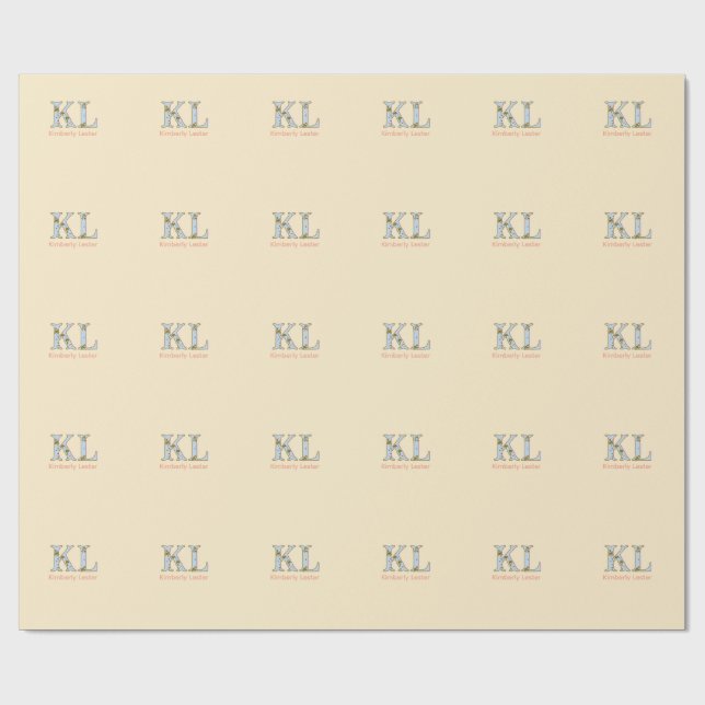 persikamonogram namn bokstav vintage fet pastell r presentpapper (Platt)