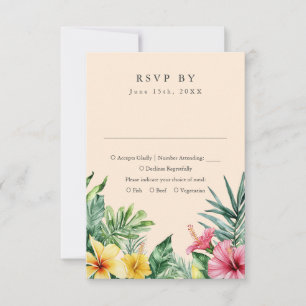 Persikans Vattenfärg Tropisk Blommig Bröllop RSVP OSA Kort