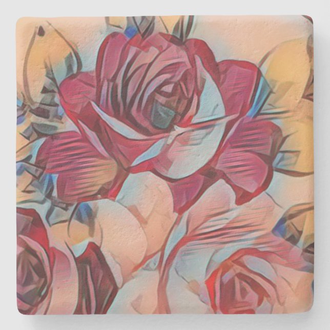 Persikarodnaden steg med pastellfärgade brytningar stenunderlägg (Framsidan)