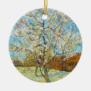 Persikaträd i blommar Vincent Van Gogh Julgransprydnad Keramik