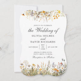 Persikavattenfärg Vildblommeäng Bröllopsinbjudan Inbjudningar