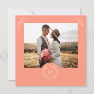 Persikemonogram Bröllop Save The Date-kort