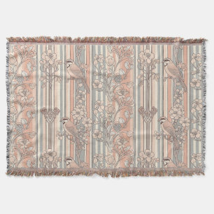 Persikestripig blommig fågel Elegant (2) Filt