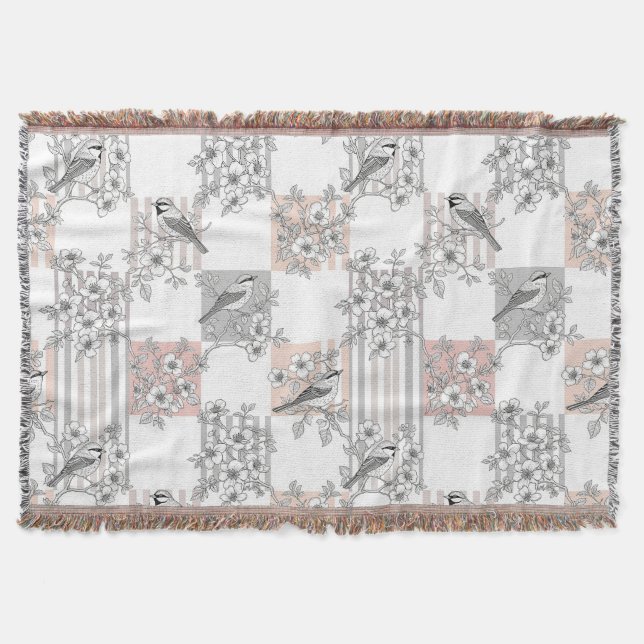Persikestripig blommig fågel Elegant (6) Filt (Framsidan)