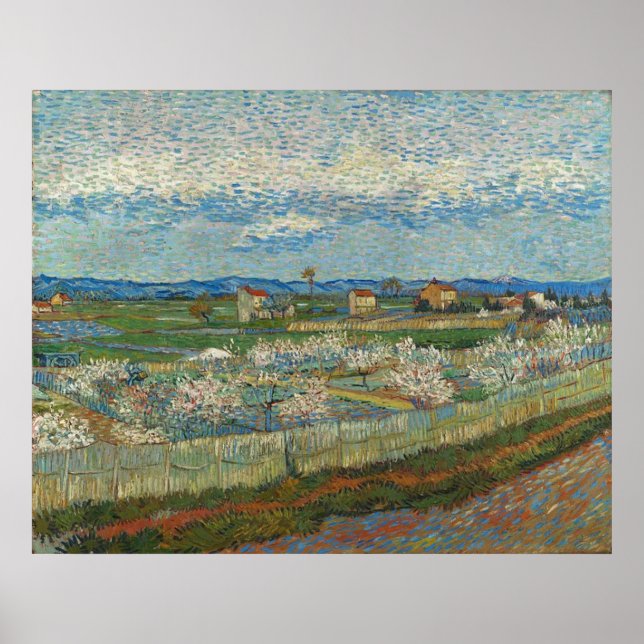 Persiketräd i blomning av Van Gogh Poster (Framsidan)