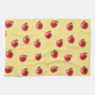Persikifiera Äpplen Gingham Kökshandduk